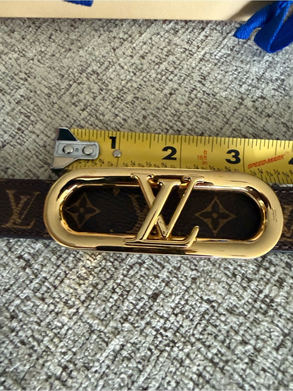 Louis Vuitton Monogram Belt with Gold LV Buckle - Brown - Picture 10 of 13